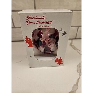 Zorza Polish Blown Art Glass Ball Christmas Ornament 3.5" Hand Made With‎ Box
